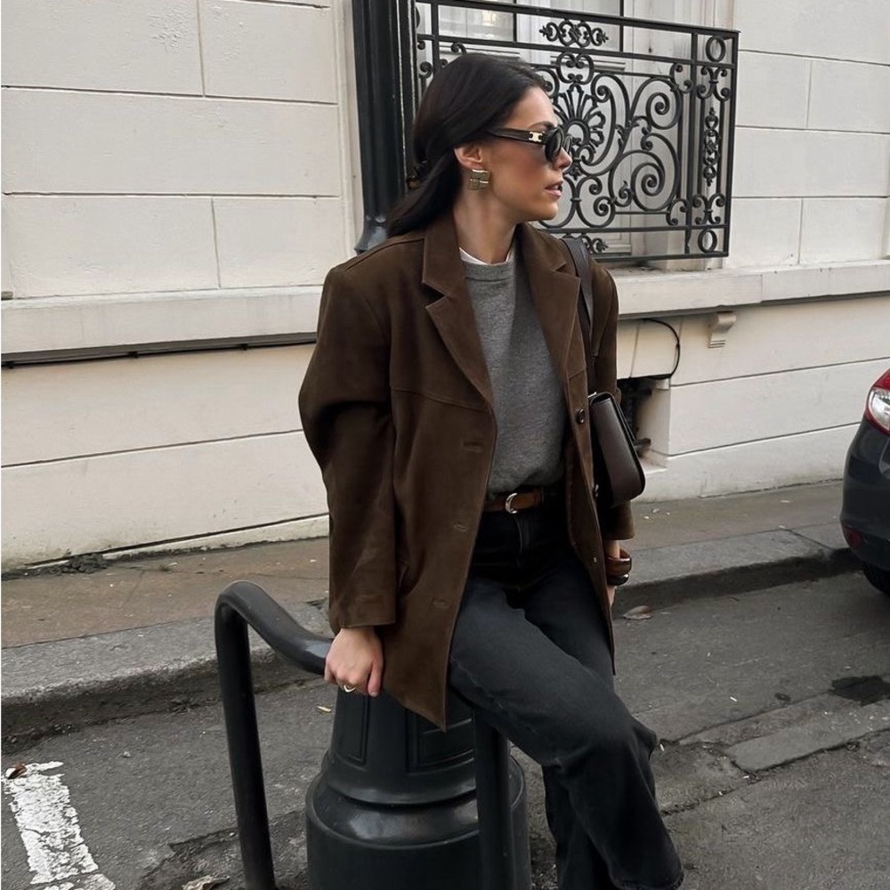 Elegant Dark Brown Suede Jacket for Women
